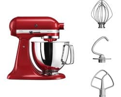 KitchenAid Artisan 5KSM125EER - Keukenmachine -4,8L - Keizer rood - 3 menghaken