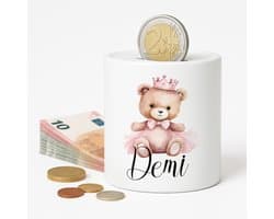 Spaarpot Beertje meisje - gepersonliseerd met naam - Spaarpot met naam gepersonaliseerd - Baby Cadeau - Geschenk - kraamcadeau - Spaarpotten voor kind - jongen of meisje