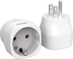 Voomy 2x Reisstekker Amerika - Type B - Wereldstekker - Geschikt voor USA, Canada, Thailand - 2 stuks - Wit