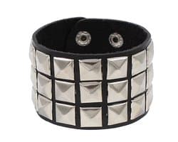 WiseGoods Luxe Gothic Studs Armband - Punk Armbanden - Armbandje - Armbandjes - Sieraad - Sieraden Dames / Heren - Zilver Zwart