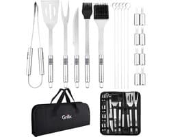 Grillx Barbecue Gereedschap Set - 19-delig - Inclusief Luxe Draagtas - Kamado BBQ Accesoires - Gereedschapset