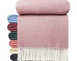 Wollen Plaid - OSLO - Oud Roze (140x200cm) Deken - 100% Wol