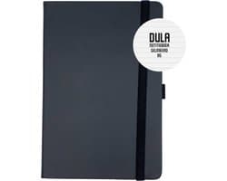 DULA Notitieboek A5 Zwart Gelinieerd Hardcover - Elastiek en Penlus