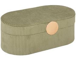 Atmosphera Sieraden/bijouterie kistje - 25 x 13 x 10 - groen - juwelenkistje met rits - vakjes indeling