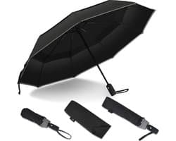 Stormparaplu Opvouwbaar - Stormbestendig & Uitklapbaar - Reflecterend met Dubbele Luifel - Zwart - Sunflake