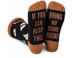 Malinsi® Grappige Sokken Whiskey - Leuke Huissokken AntiSlip Dames en Heren - Gekke Cadeaus Drank Cadeautjes Volwassenen - Whisky Funny Socks - Vrolijke Slofsokken met Tekst - Cadeau voor Mannen Papa Vader - Vaderdag Geschenk Kados Geschenkset