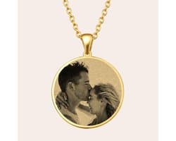 Gepersonaliseerde ketting met foto – gouden ronde ketting – persoonlijk cadeau voor moeder, vriendin of partner