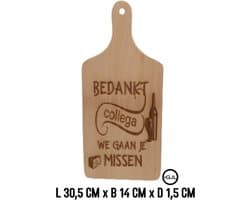 Gepersonaliseerde Snij / Serveer Plank Borrel Tapas  Afscheid Collega  - Gelaserd - Gegraveerd -Keuken -Spreukbord -Quote - Spreuken -Spreuk - Handgemaakt- eigen tekst - beukenhout - Cadeau - Hout - - Verjaardag Geschenk
