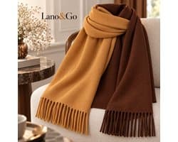Lano&Go Wintersjaal voor dames, omkeerbare kasjmier sjaal met kwastjes, lang en warm, geschikt als schouderdoek