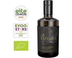 Premium Bio Olijfolie 0,5 ltr | 3de fles -45% of 4de -80% | Extra vierge biologisch | Bekroonde topkwaliteit | Italiaans | Oogst 25/26 | Rijk aan antioxidanten | Ideaal cadeau | Geïntegreerde schenktuit | il circolo extra virgin olive oil, NL-BIO-01