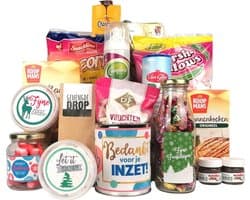 Kerstpakket "Bedankt voor je inzet" | Perfect als Waardering voor Personeel en Collega's | Compleet Cadeaupakket | Voor Zakelijk en Particulier | Kerstgeschenk met o.a Chocolademelk, Appeltaart, Pannenkoeken en Snacks