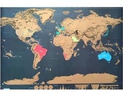 Kras Wereldkaart - Scratch Map - Kraskaart / Krasmap Deluxe Wereld kaart - Scratch Map 82.5 x 59.5 cm - Kras jouw wereldkaart - met koker