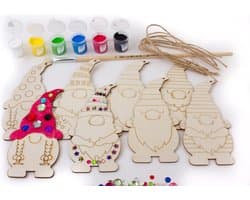Kerstboom decoratie Gnoom kabouter mannetjes versiering knutselen laser hout creatief pakket knutselidee diy creatief verf gnomen zelf maken cadeau idee surprise kerstdecoratie maken