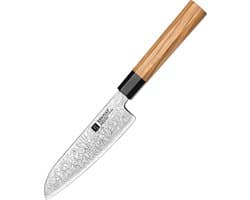 Professioneel Klein Santokumes | Damascus staal (67 laags) | Octogonaal handvat van Olijfhout | Xinzuo PM8O Series
