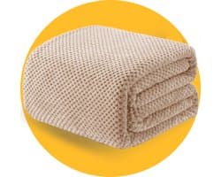 Pasper Fleece deken 150 x 200 cm - Bruin - 230 GSM - Wafelstructuur voor extra warmte - Zachte plaid voor bank, bed en decoratie