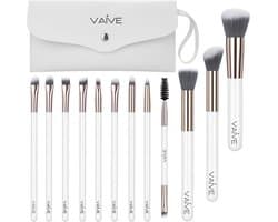 Vaive Make Up Borstels Set 13-Delig - Vegan Kwasten - Foundation, Oogschaduw, Blush, Kabuki & Bronzer Kwast - met Etui - Wit