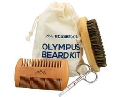 Rossberck Baardverzorging Set - Beard Kit - Baardkam - Baardborstel - Neushaarschaartje - Bamboe