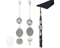 Engelfotoornament voor afstudeermuts, gepersonaliseerd aandenken, kwast en badge voor afstudeerklas, uniek fotocadeau