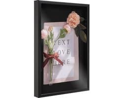 ACAZA Wissellijst - 3D Fotolijst - Diepe Fotolijst - 40x60 cm - MDF Hout - Zwart - 3D Fotolijst voor Objecten - Box Frame