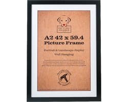 Fotolijst Fotomaat A2 (42x59,4 cm) - MDF Hout - Zwart - Fotokader - 25mm profielbreedte - Posterlijst