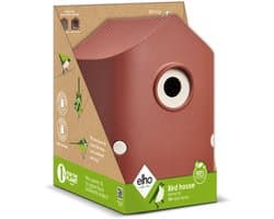 Elho Cosy Bird House 18cm - Vogelhuisje voor Tuin of Balkon - Geschikt voor meer dan 11 Soorten - 100% Gerecycled Plastic - L17.6 x B18 x H23 cm - Toscaans rood