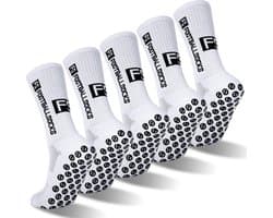 Gripsokken voetbal - Maat 40-46 Sportsokken - 5 pack - Basketbal sokken - Antislip sokken - voor Heren, Dames, Voetbal, Basketbal, Hardlopen - Tennissokken - Wit - 5Paar - Fitness
