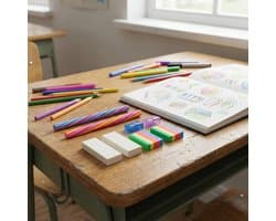 Eddy Toys Gum & Puntenslijper Set 8-delig - Meerkleurige Gummen en Puntenslijpers van Rubber - Voor Kinderen - Ideaal voor Schooltas of Pennenzak - Afmetingen 21,5x11,5x1 cm