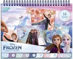 Disney Frozen Totum vakantie doeboek sticker puzzelboek - stickeren op nummer en kleurboekje - sticker by number educatief speelgoed knutselen 25-delig