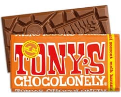 Tony's Chocolonely Chocolade Reep Melk Karamel Zeezout - Melkchocolade Reep - 180 gram