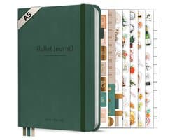Systemyze Bullet Journal – Notitieboek A5 – Journal Notebook – Hardcover Vegan Leer – Donkergroen