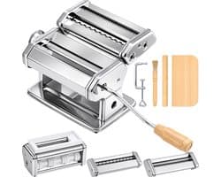 Dieux Pastamachine set - Pastamaker Set - 6 Pastasoorten - Ravioli, Reginette & Spaghetti - 10 Dikte-instellingen (1,5-150 mm) - RVS - Inclusief Pasta Tools - Housewarming cadeau