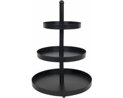Etagère - zwart - metaal - 3-laags - D25 x H35 cm - serveerschaal