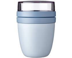 Mepal Lunchpot Ellipse - 500 ml - Yoghurt en Muesli beker to go - Geschikt voor vriezer. magnetron en vaatwasser - Nordic blue