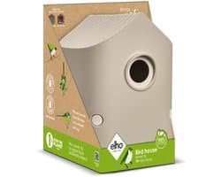 Elho Cosy Bird House 18cm - Vogelhuisje voor Tuin of Balkon - Geschikt voor meer dan 11 Soorten - 100% Gerecycled Plastic - L17.6 x B18 x H23 cm - Paddenstoel beige