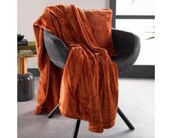 Dutch Decor - BILLY - Plaid 150x200 cm - flannel fleece - superzacht - Potters Clay - oranje terra