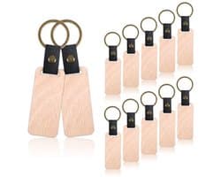 12 Stuks Houten Sleutelhangers - Gepersonaliseerde DIY Decoratie Geschenken