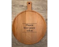 Gepersonaliseerde Ronde Borrelplank - Borrelplank rond - Gepersonaliseerd Cadeau - Serveerplank - Tapasplank - Eigen tekst - Persoonlijke tekst - Zelf Personaliseren - Cadeau - Gegraveerde ronde houten borrelplank met tekst