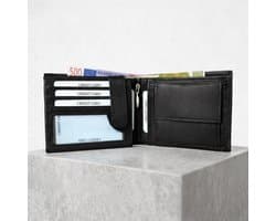 Lundholm leren portemonnee heren leer portefeuille heren zwart RFID anti skim - zeer soepel nappa leer - dun en ideaal billfold formaat - mannen cadeautjes cadeau voor man