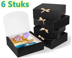Gouden lint Cadeaudoos - Upgrade Grote - 6 Stuks - 27x20x8cm - Kadodoos - Uitdeelcadeaus - Geschenkdoos met Deksel - Giftbox Leeg - Gouden lint - Gift Boxes - Cadeauverpakkingen