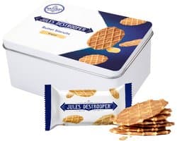 Jules Destrooper geschenkdoos - Natuurboterwafels pocket - 24 koekjes - boterwafels in koekblik - Belgische koekjes - 144g
