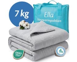 Ella Verzwaringsdeken 7 kg - OEKO-TEX Katoen Zwaartedeken 150 x 200cm- Weighted Blanket - Verzwaarde Deken - Grijs