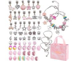 Adventskalender 2026 Meisjes - Kerst sieraden verrassingsdoosjes - DIY Sieraden Knutselset met 20 Bedels - 2 Armbanden en 2 Kettingen - 24 Verrassingen - Kerstcadeau voor meisjes