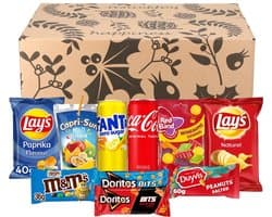 Kerstpakket 2026 – Snackpakket met A-Merken – Chips, Snoep, Chocolade & Frisdrank – Kerstgeschenk voor Personeel, Familie en Vrienden