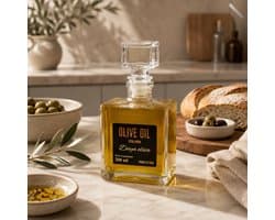 Olijfolie 20 cl - Extra Vierge Olijfolie - Luxe Glazen Designfles - 200 ml - Spaanse Olijfolie - Beneoliva - cadeau tip