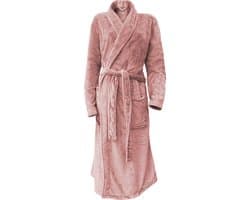 LINNICK Flanel Fleece Uni Badjas - Rose - S - Badjas Dames - Badjas Heren