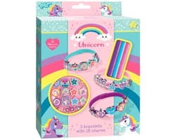 Totum Unicorn 3 schuif armbandjes maken met 18 bedels - knutselset - speelgoed knutselen meisjes en jongens vanaf 3 jaar