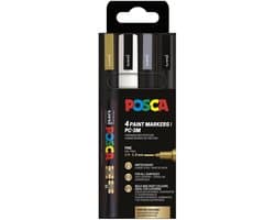 Uni Posca Verfmarker 4 Set 3M Metallic