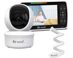 Babyfoon - 5 Inch Scherm - Incl. Houder - Babyfoon met Camera - Uitbreidbare Set - Wit - Saaf