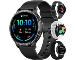 Siltcon® FitTrack Pro GPS - Smartwatch Heren - Smartwatch Dames - Sporthorloge Dames - Horloge Heren - Stappenteller - Hartslagmeter - Saturatiemeter - Belfunctie - 200+ Sportmodi - Kompas - AMOLED - Geschikt voor iOS/Android - Strava - 4 Bandjes