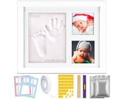 TIKIBOE Baby Fotolijst - Gipsafdruk baby - Klei Afdruk Baby Voet en Hand - Kraamcadeau Jongen of Meisje - Babyshower - Kraampakket/Geboorte Cadeau - Baby Art - Incl. Colour Frames - Kraam Cadeau